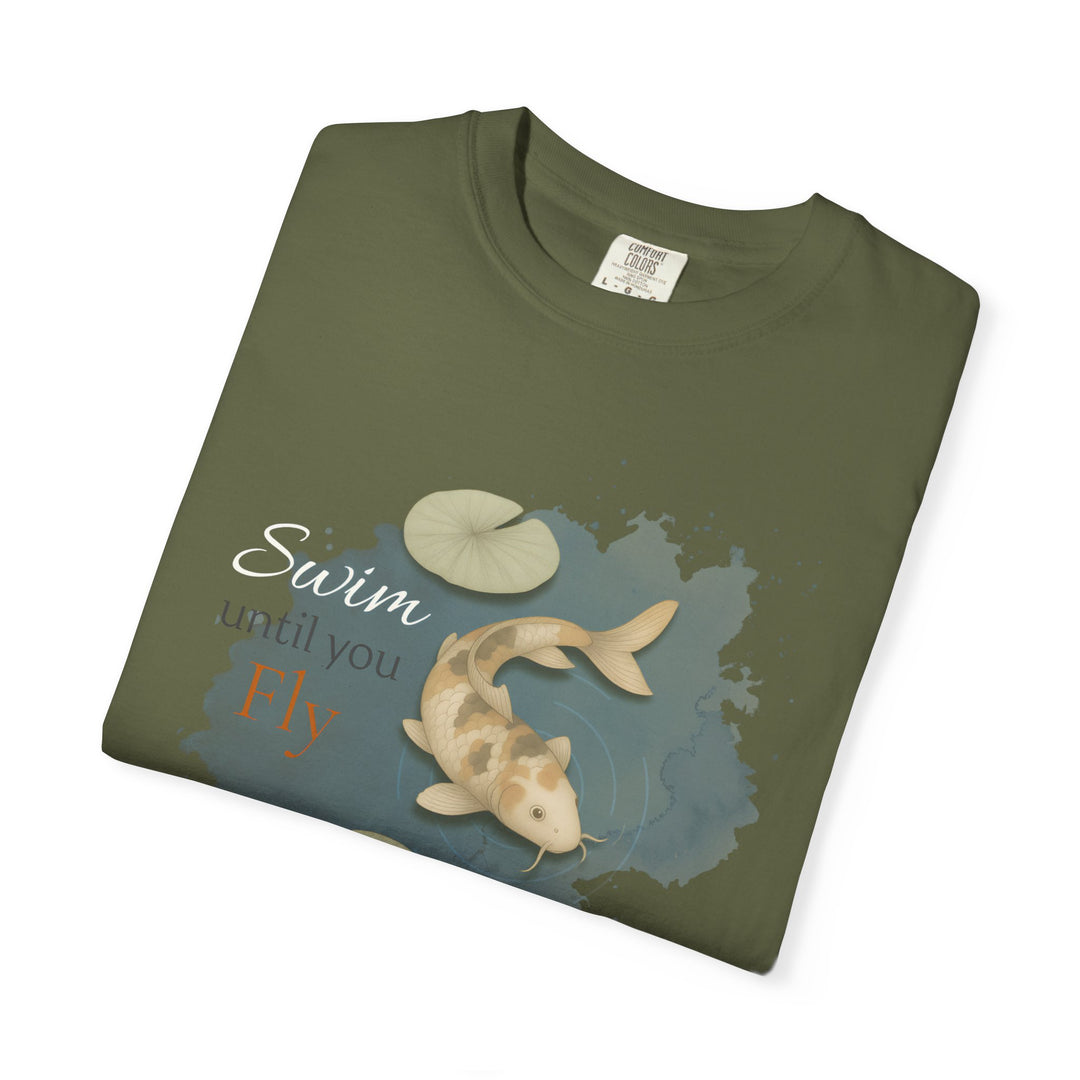 Swim Until You Fly – Koi Fish | Hopeful & Healing | Sketch Series by Pure Perspective App | Eco Friendly Graphic Tee
