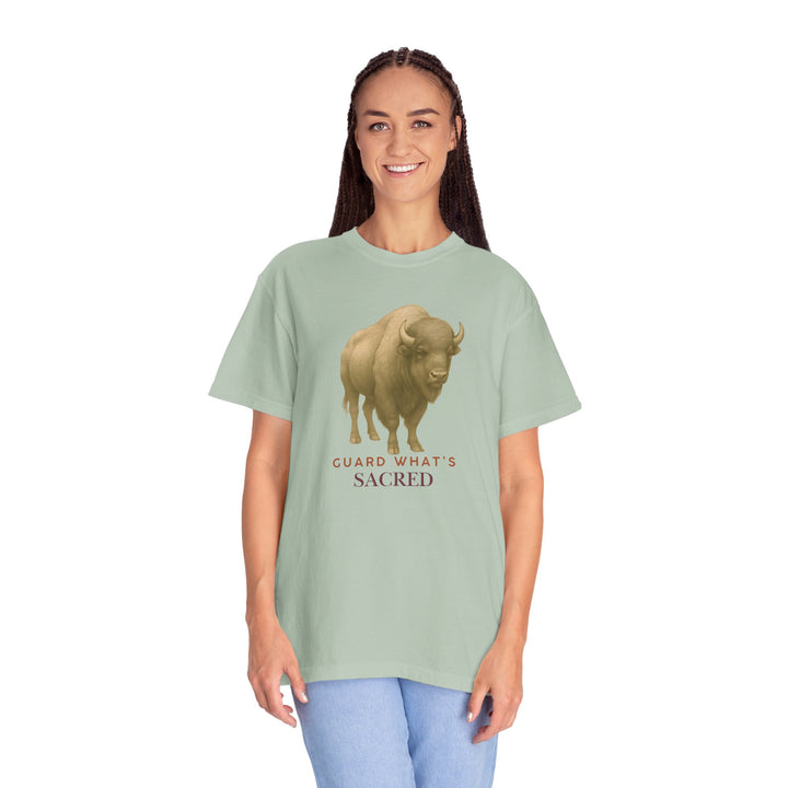 Guard What's Sacred – Bison | Connected & Compassionate | Sketch Series by Pure Perspective App | Eco Friendly Graphic Tee