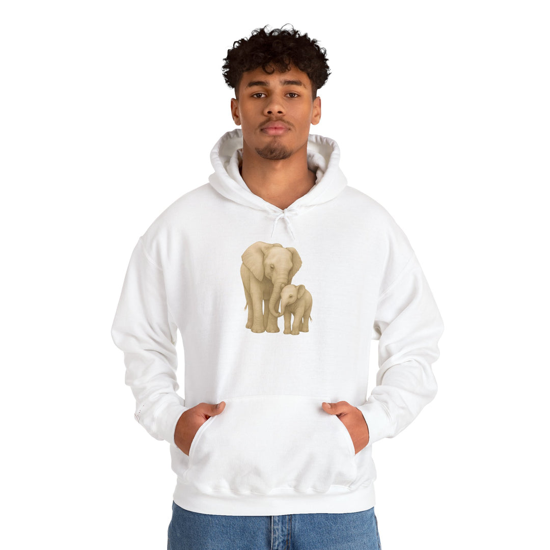 Love – Elephant Mother and Calf Edition | Connected & Compassionate Series | Unisex Heavy Blend™ Hooded Sweatshirt | Eco-Friendly Apparel