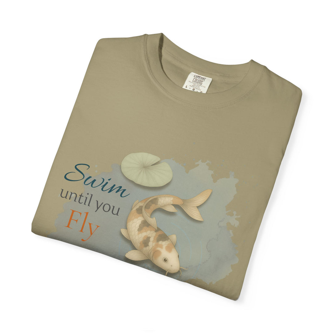 Swim Until You Fly – Koi Fish | Hopeful & Healing | Sketch Series by Pure Perspective App | Eco Friendly Graphic Tee