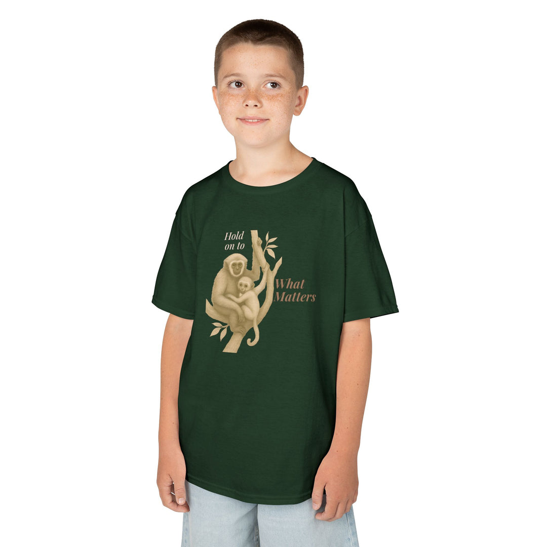 Kids Gibbon and Baby Tee | "Hold on to What Matters" | Sketch Design | Eco-Conscious | Connected & Compassionate