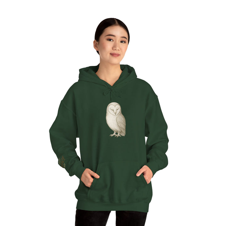 Let Quiet Lead – Barn Owl Edition | Calm & Centered Series | Unisex Heavy Blend™ Hooded Sweatshirt | Eco-Friendly Apparel