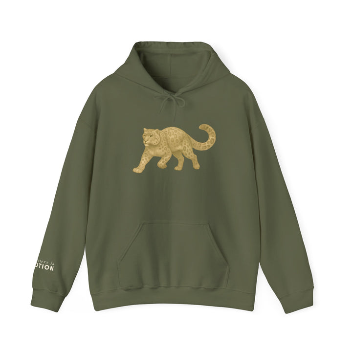 Mastery in Motion – Snow Leopard Edition | Patient & Peaceful Series | Unisex Heavy Blend™ Hooded Sweatshirt | Eco-Friendly Apparel