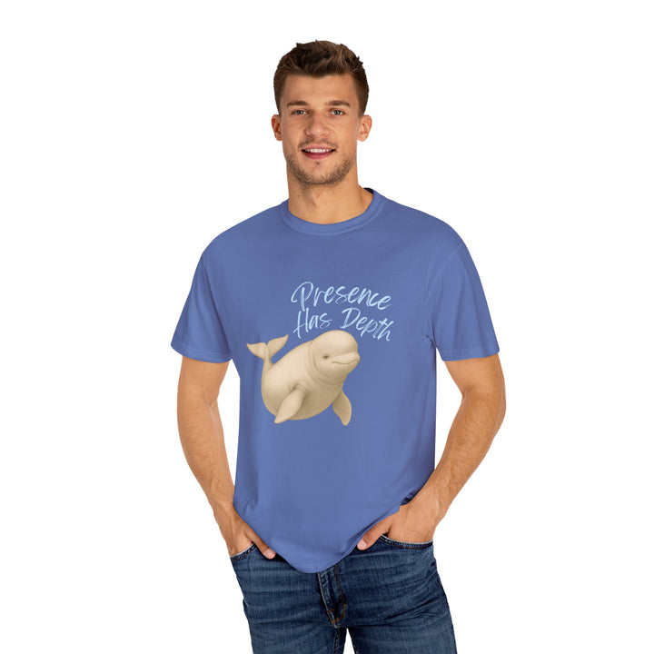Presence Has Depth – Beluga Whale | Grounded & Gentle | Sketch Series by Pure Perspective | Eco Friendly Graphic Tee