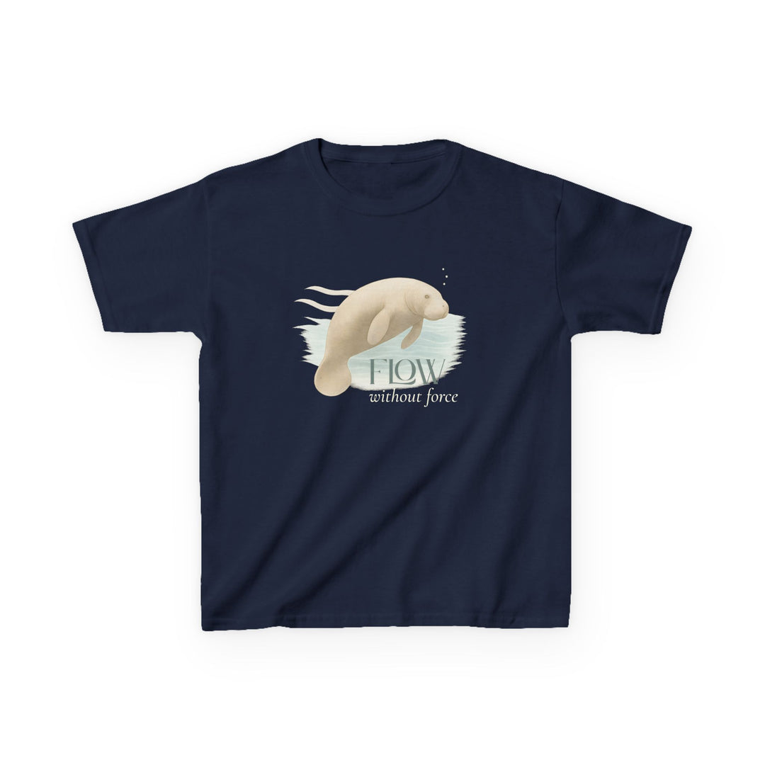 Kids Manatee Tee | "Go with the Flow" | Sketch Design | Eco-Conscious | Calm & Centered