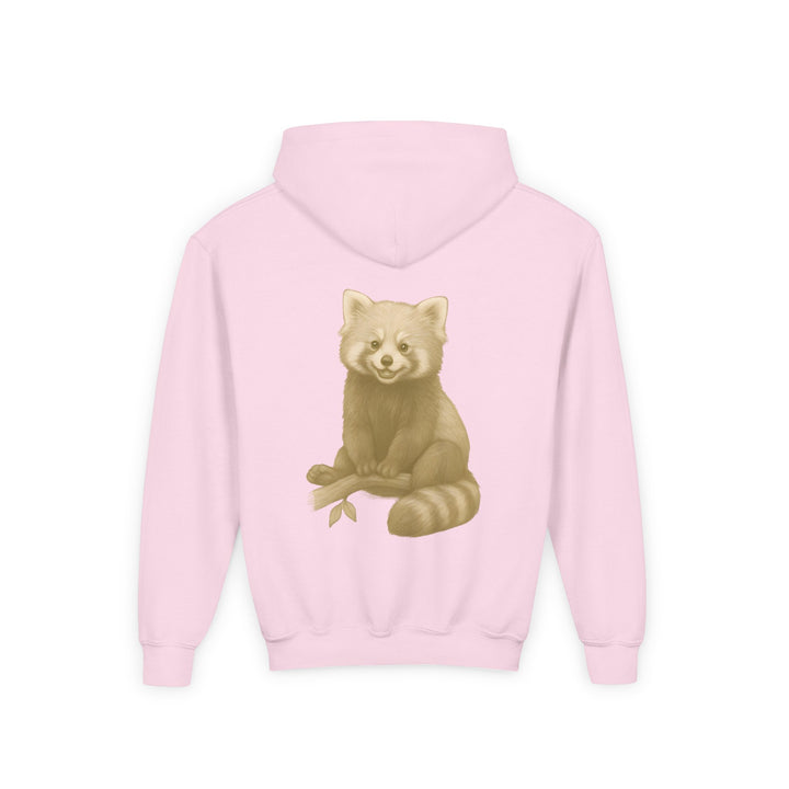 Kids Red Panda "Grin and Go On" Heavy Blend Hoodie | Back Print Design | Joyful & Playful | Inspirational Message