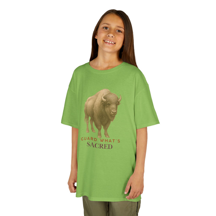 Kids Bison Tee | "Guard What's Sacred" | Sketch Design | Eco-Conscious | Connected & Compassionate