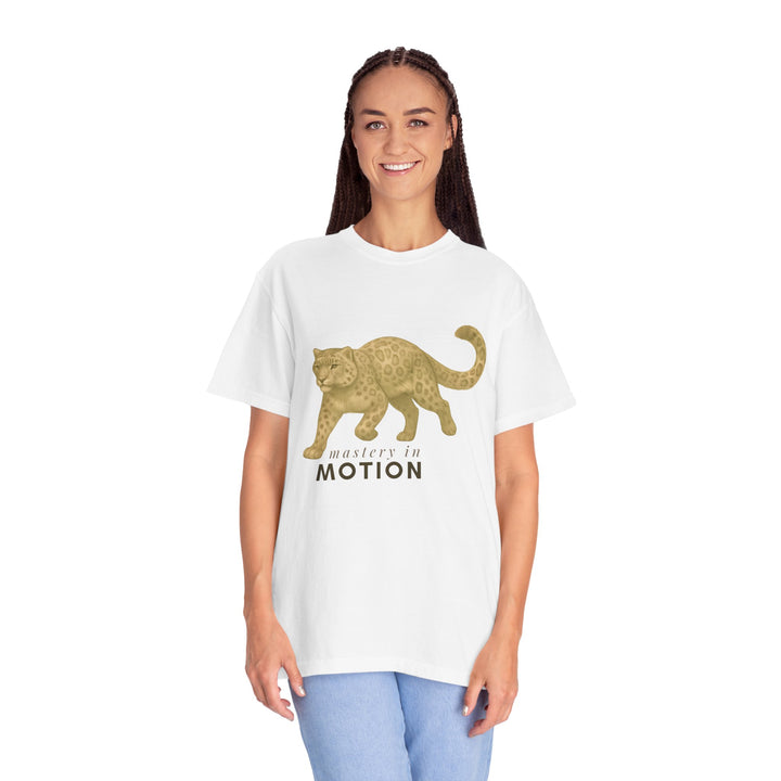 Master In Motion – Snow Leopard | Patience & Peaceful | Sketch Series by Pure Perspective App | Eco Friendly Graphic Tee