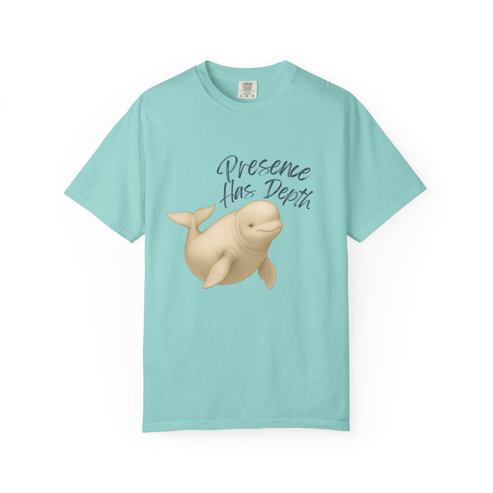 Presence Has Depth – Beluga Whale | Grounded & Gentle | Sketch Series by Pure Perspective | Eco Friendly Graphic Tee