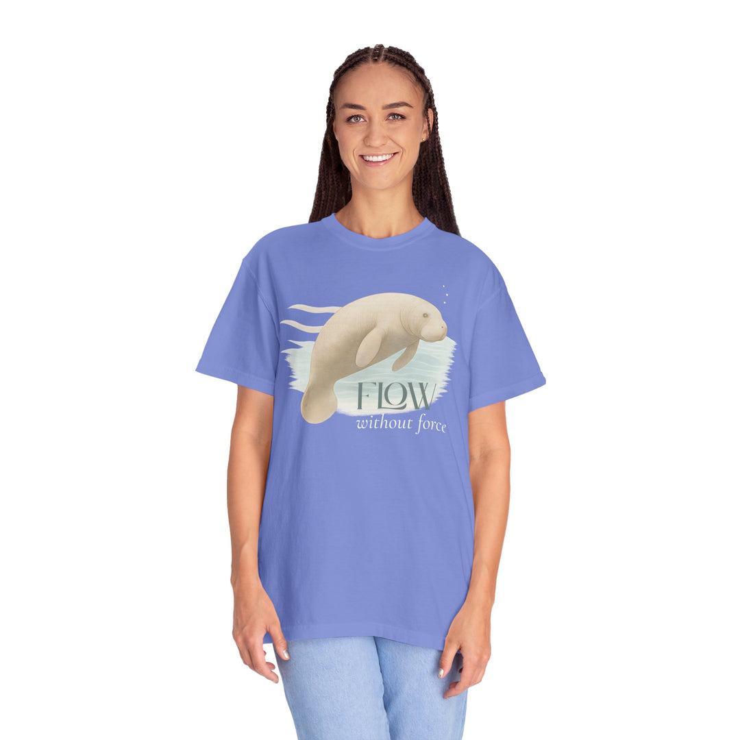 Flow Without Force – Manatee | Calm & Centered | Sketch Series by Pure Perspective | Eco Friendly Graphic Tee
