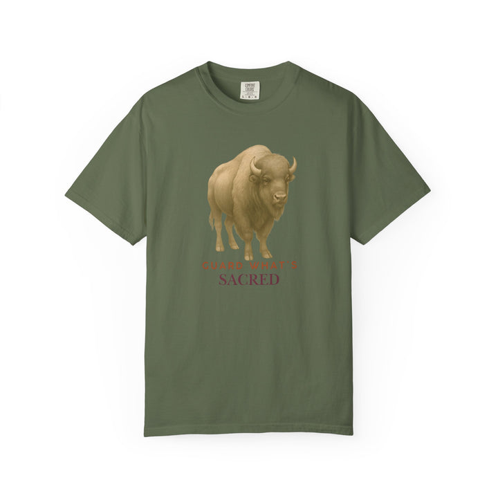 Guard What's Sacred – Bison | Connected & Compassionate | Sketch Series by Pure Perspective App | Eco Friendly Graphic Tee