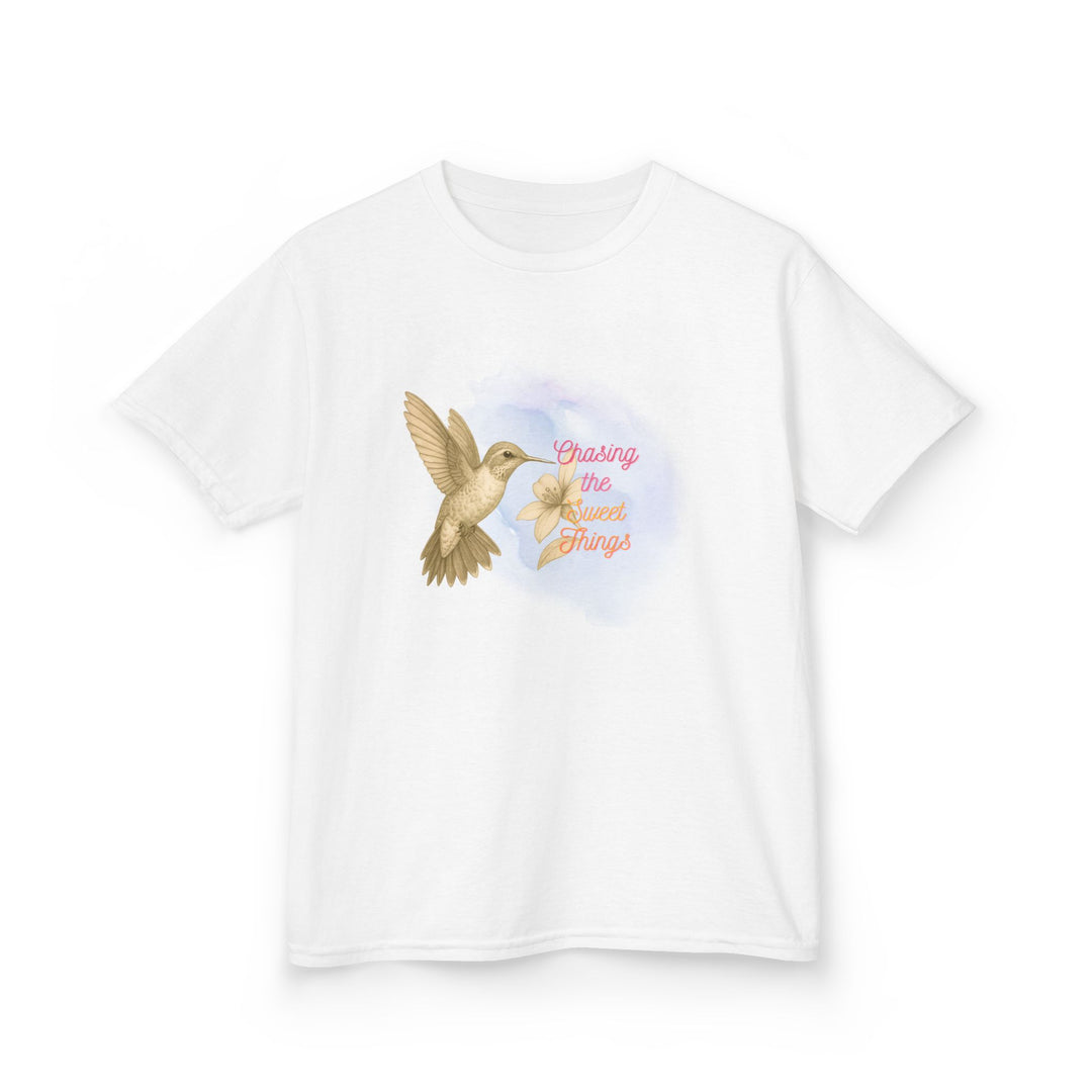 Kids Hummingbird Tee | Chasing the Sweet Things says "Look for Joy" | Sketch Design | Eco-Conscious | Hopeful & Healing
