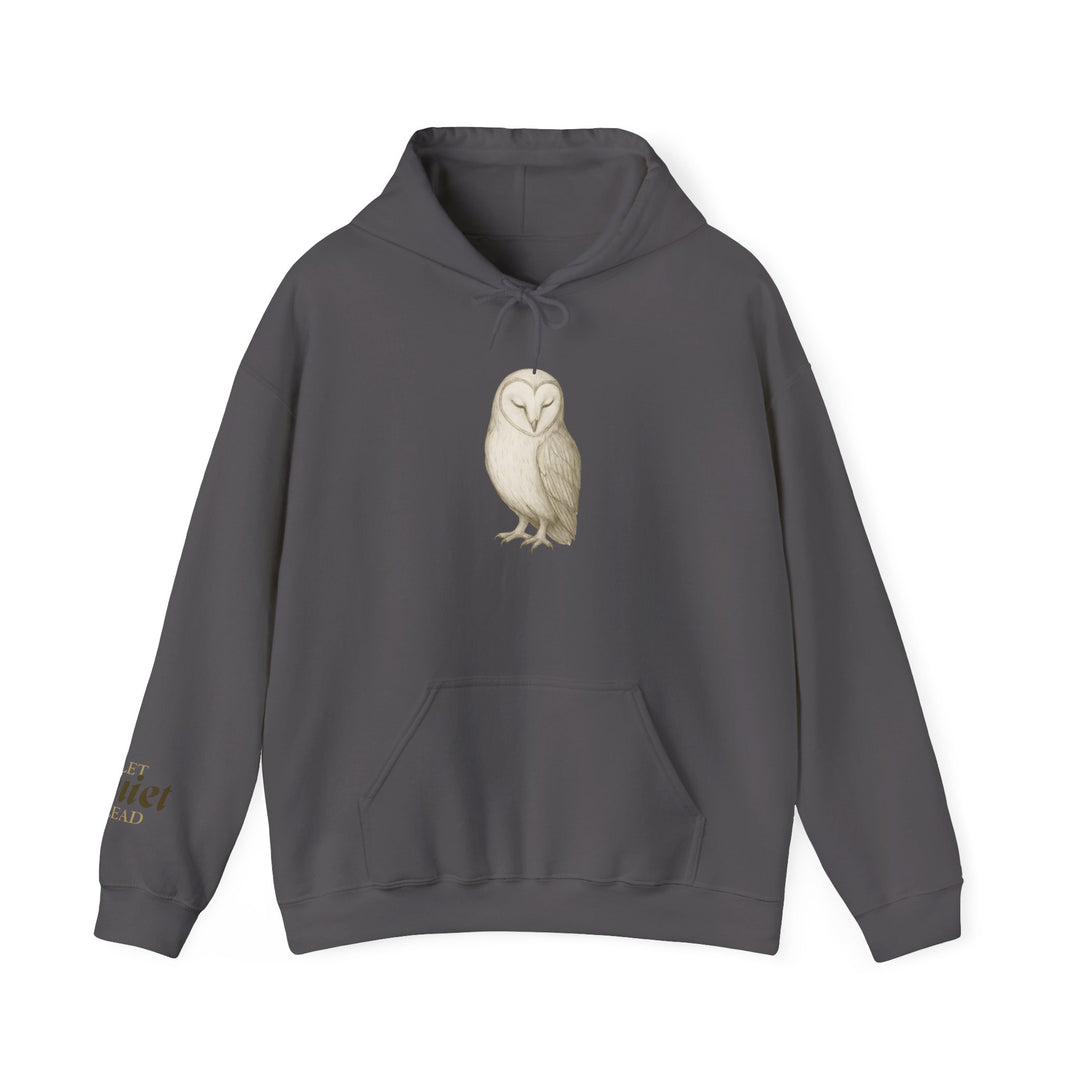 Let Quiet Lead – Barn Owl Edition | Calm & Centered Series | Unisex Heavy Blend™ Hooded Sweatshirt | Eco-Friendly Apparel
