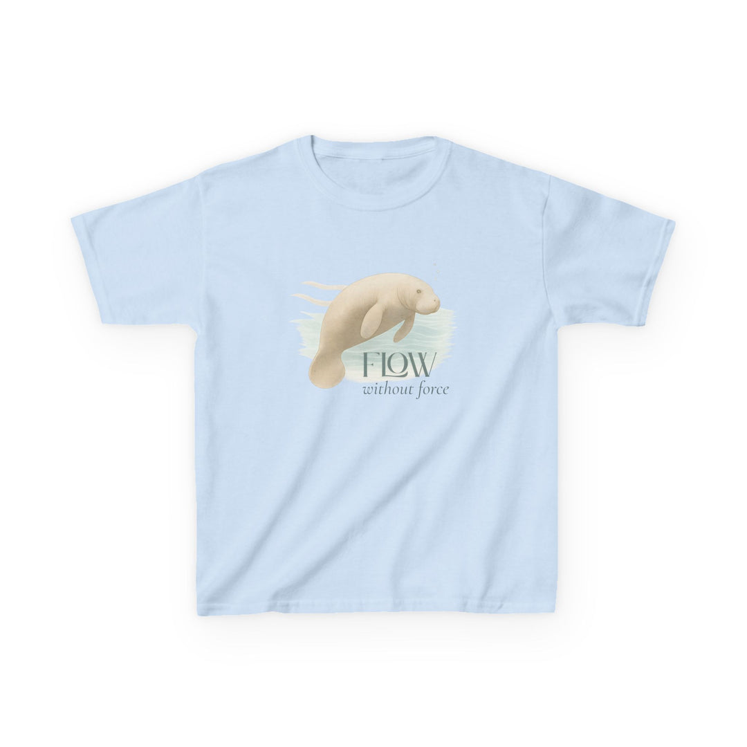 Kids Manatee Tee | "Go with the Flow" | Sketch Design | Eco-Conscious | Calm & Centered