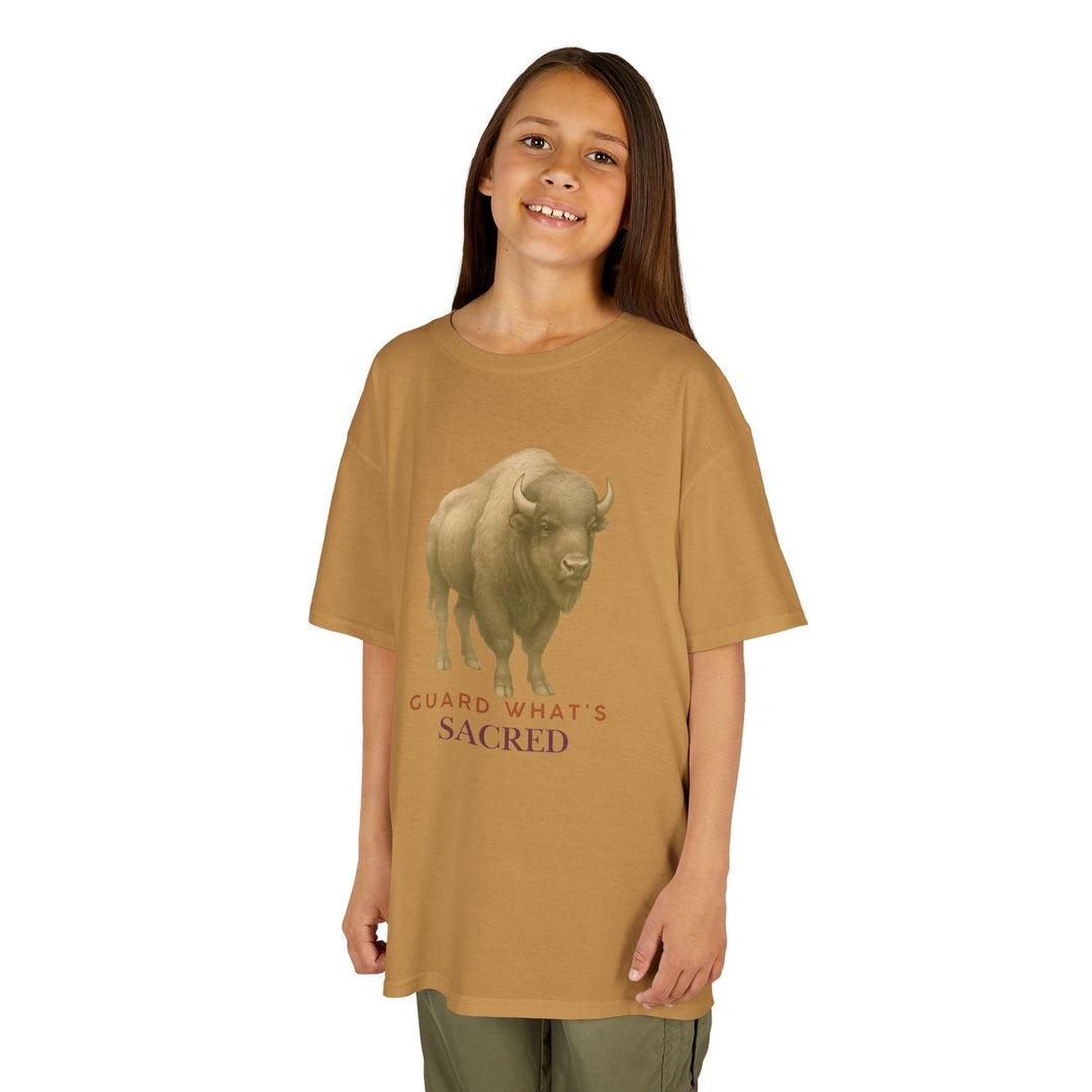 Kids Bison Tee | "Guard What's Sacred" | Sketch Design | Eco-Conscious | Connected & Compassionate