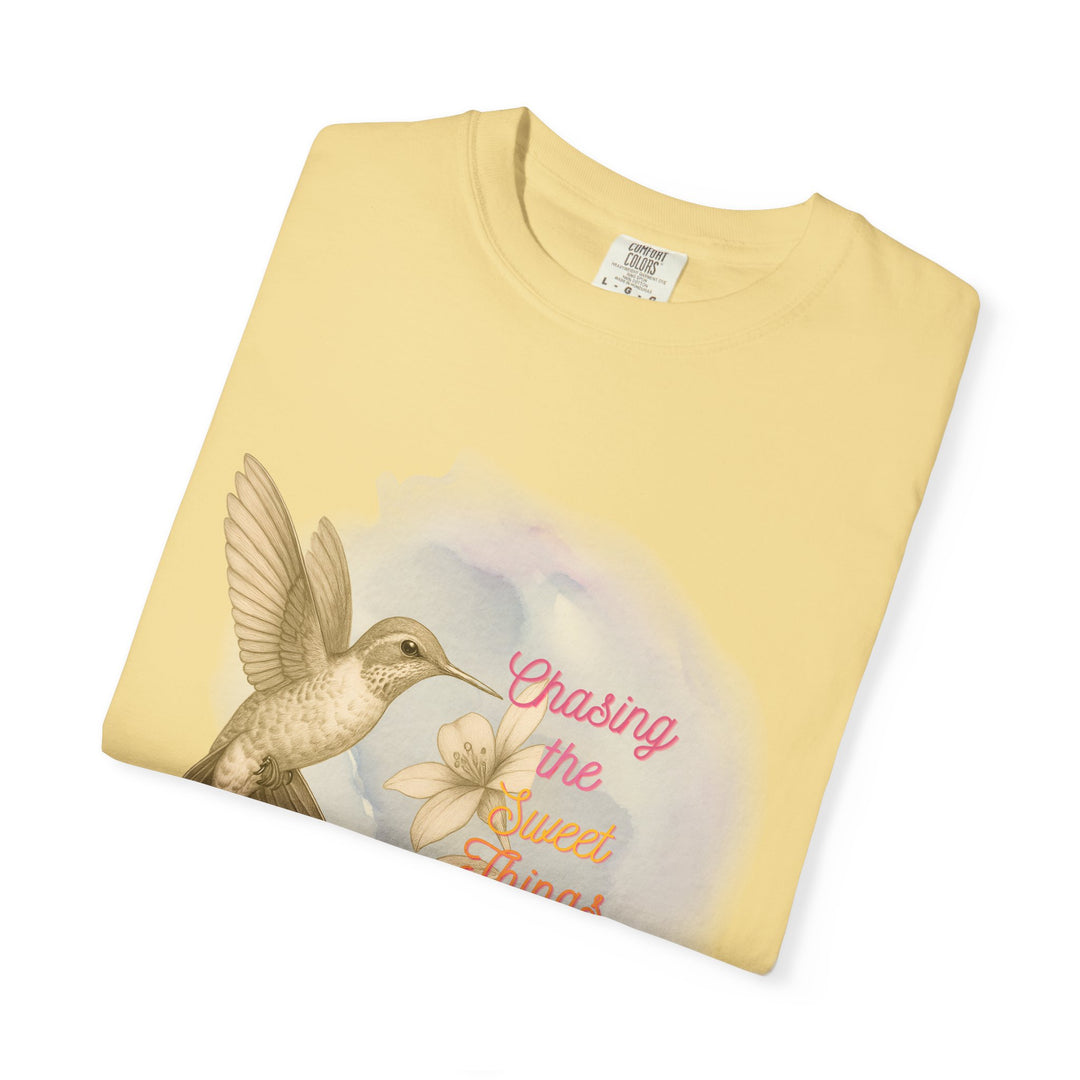 Chasing the Sweet Things – Hummingbird | Hopeful & Healing | Sketch Series by Pure Perspective | Eco Friendly Graphic Tee