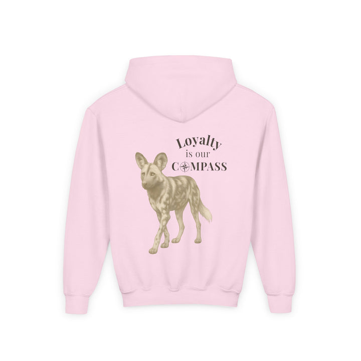 Kids African Wild Dog "Loyalty is Our Compass" Heavy Blend Hoodie | Back Print Design | Empowered & Bold | Inspirational Message