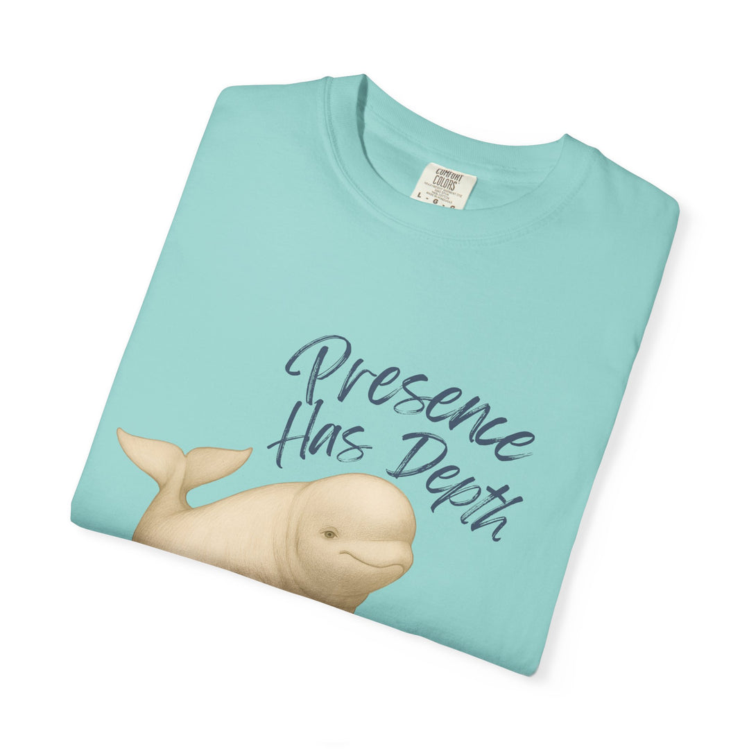 Presence Has Depth – Beluga Whale | Grounded & Gentle | Sketch Series by Pure Perspective | Eco Friendly Graphic Tee