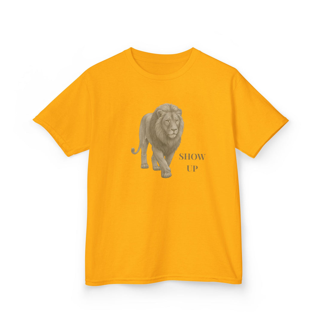 Kids Lion Tee | "Show Up" | Sketch Design | Eco-Conscious | Empowered & Bold