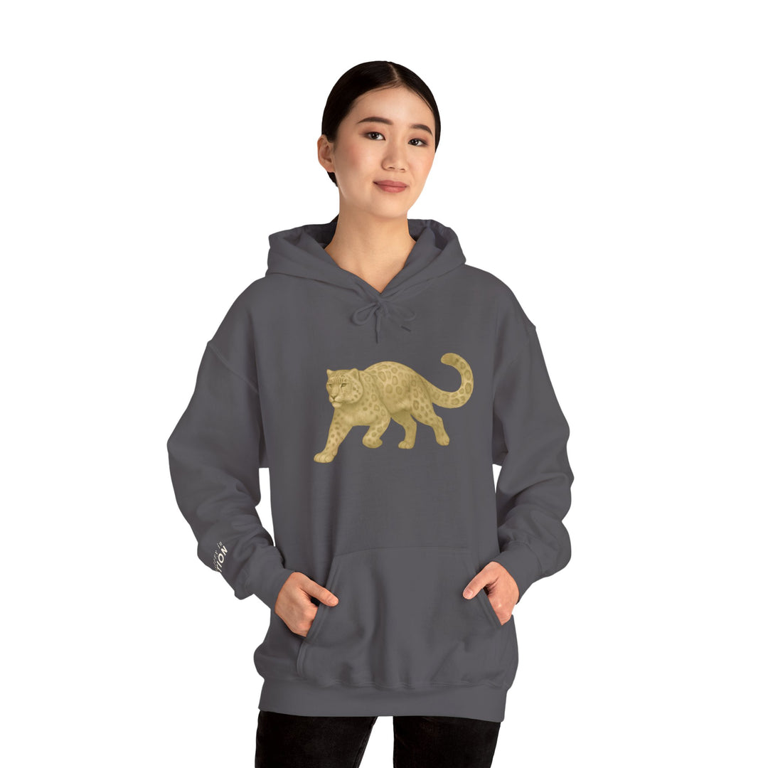 Mastery in Motion – Snow Leopard Edition | Patient & Peaceful Series | Unisex Heavy Blend™ Hooded Sweatshirt | Eco-Friendly Apparel
