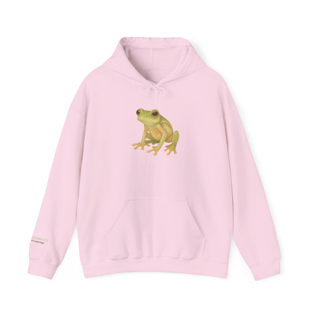 Vulnerability Takes Courage – Glass Frog Butterfly Edition | Hopeful & Healing Series | Unisex Heavy Blend™ Hooded Sweatshirt | Eco-Friendly Apparel
