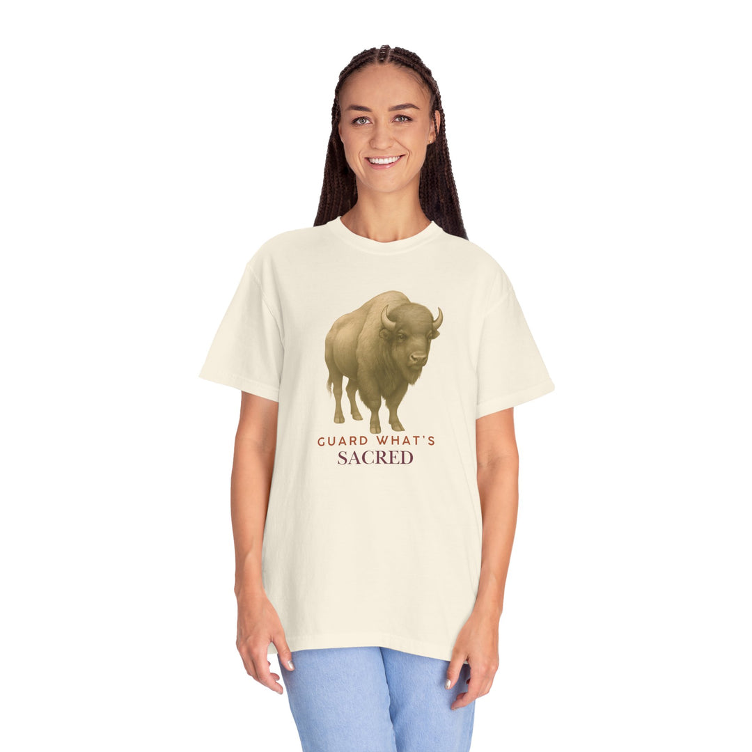 Guard What's Sacred – Bison | Connected & Compassionate | Sketch Series by Pure Perspective App | Eco Friendly Graphic Tee