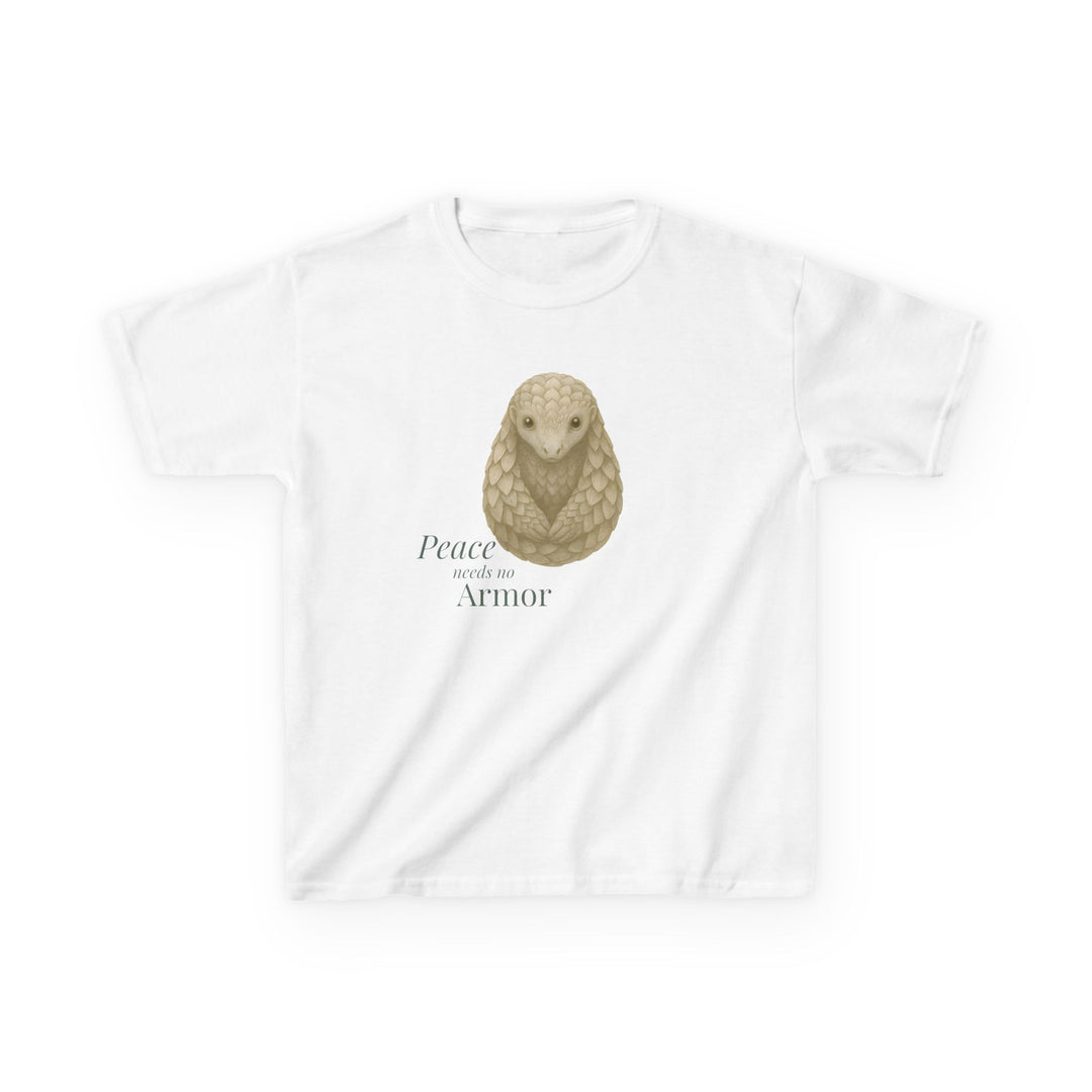 Kids Pangolin Tee | "Peace Needs No Armor" | Sketch Design | Eco-Conscious | Calm & Centered