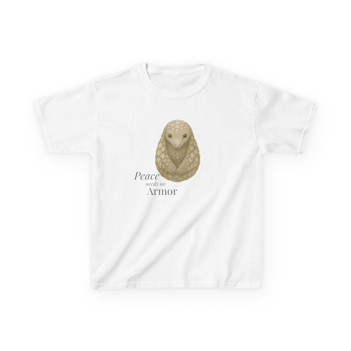Kids Pangolin Tee | "Peace Needs No Armor" | Sketch Design | Eco-Conscious | Calm & Centered