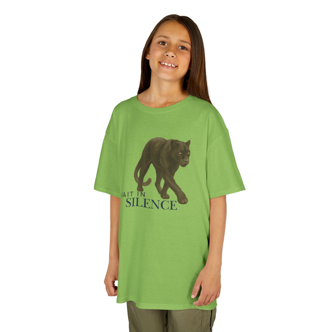Kids Jaguar Tee | Wait In Silence say "Listen Big" | Sketch Design | Eco-Conscious | Reflective & Wise