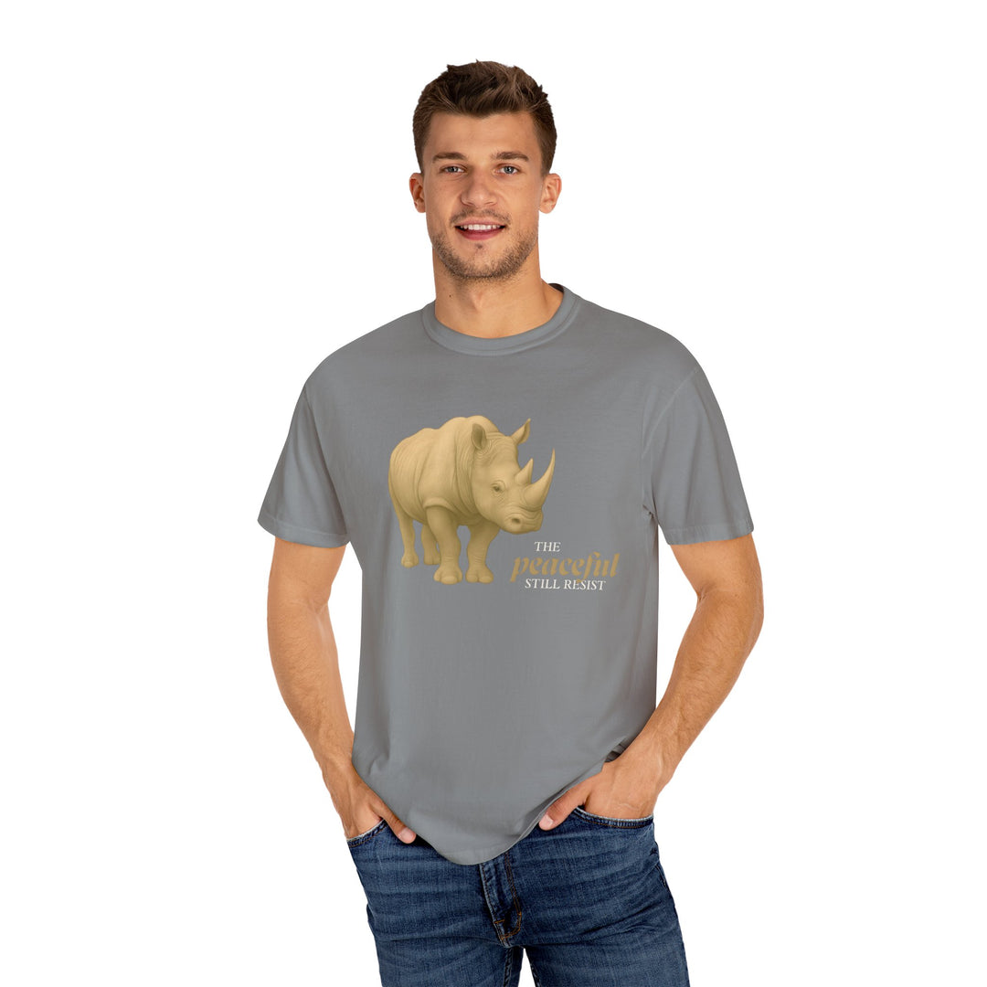 The Peaceful Still Resist – Rhino Edition | Patient & Peaceful | Sketch Series by Pure Perspective | Eco Friendly Graphic Tee