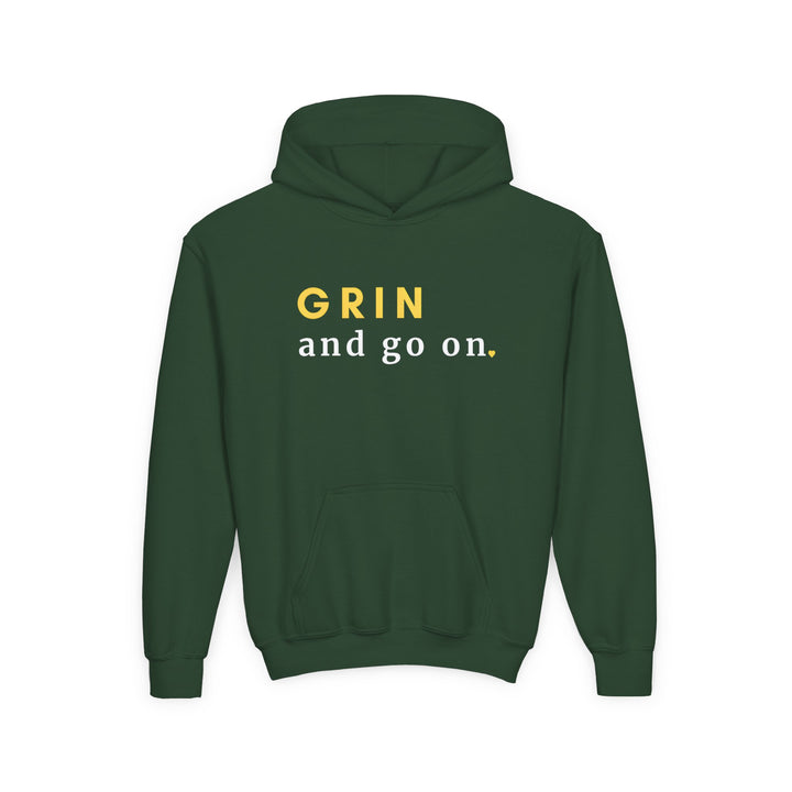 Kids Red Panda "Grin and Go On" Heavy Blend Hoodie | Back Print Design | Joyful & Playful | Inspirational Message