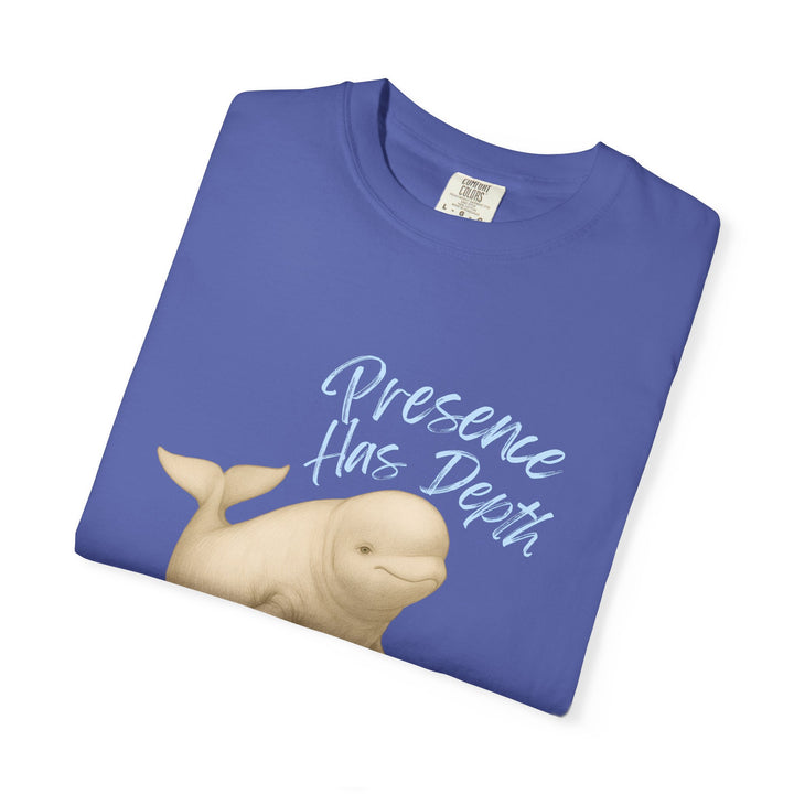 Presence Has Depth – Beluga Whale | Grounded & Gentle | Sketch Series by Pure Perspective | Eco Friendly Graphic Tee