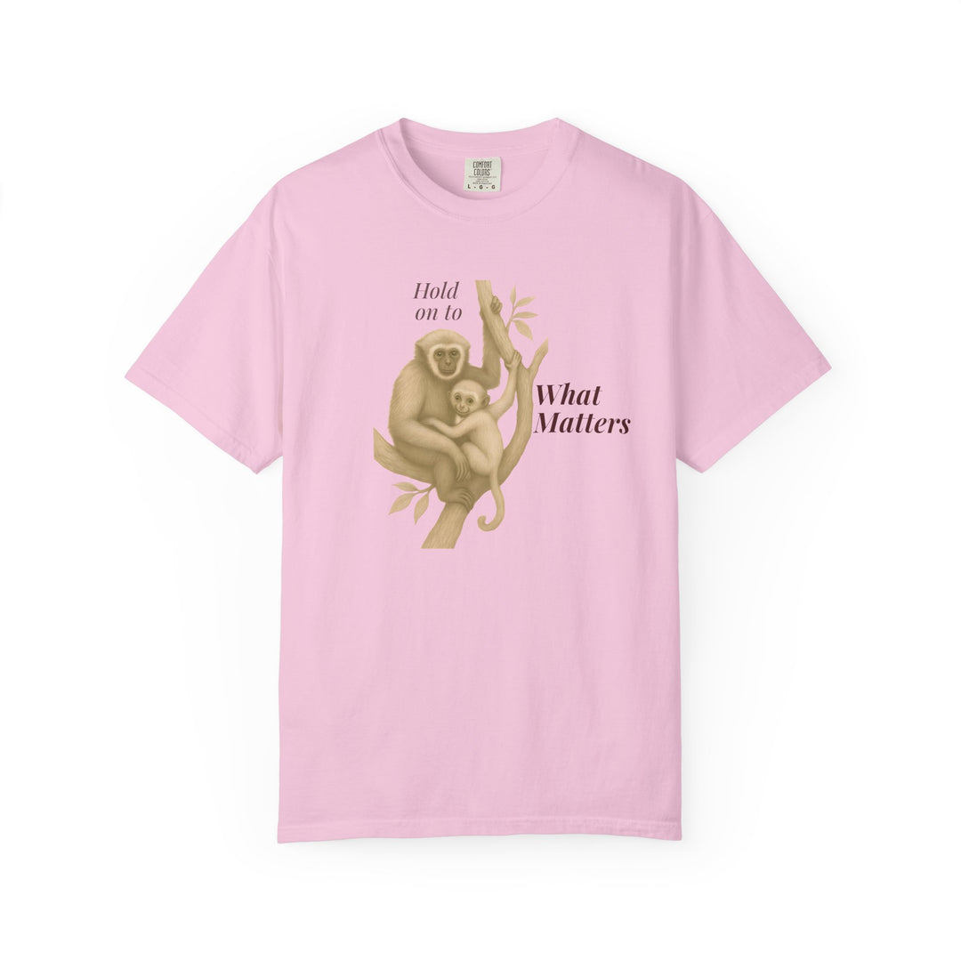 Hold on to What Matters – Gibbon | Connected & Compassionate | Sketch Series by Pure Perspective App | Eco Friendly Graphic Tee