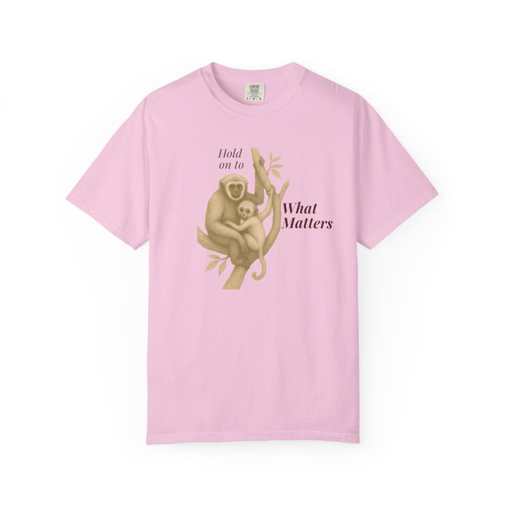 Hold on to What Matters – Gibbon | Connected & Compassionate | Sketch Series by Pure Perspective App | Eco Friendly Graphic Tee