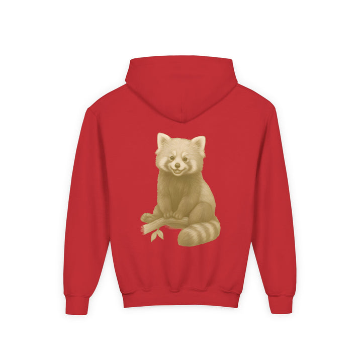 Kids Red Panda "Grin and Go On" Heavy Blend Hoodie | Back Print Design | Joyful & Playful | Inspirational Message