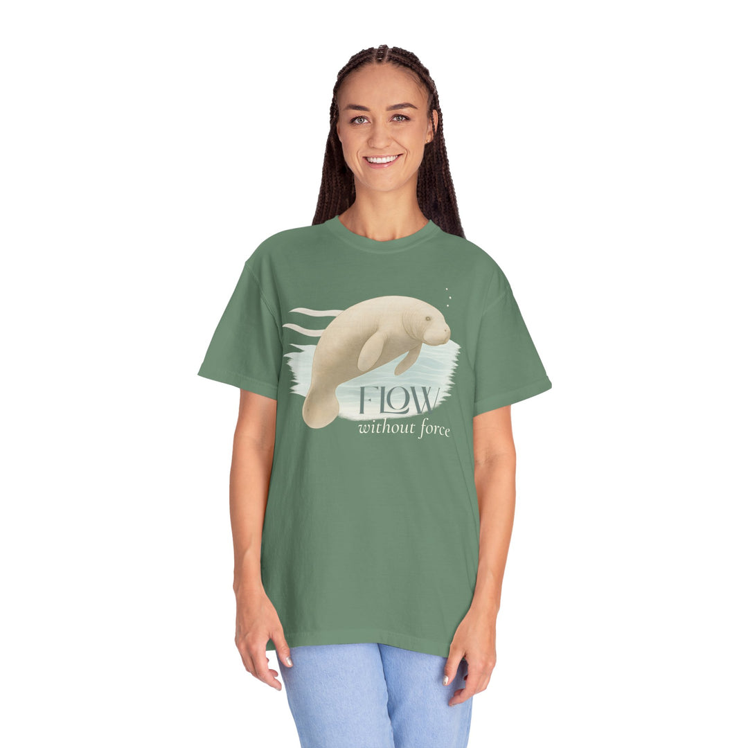 Flow Without Force – Manatee | Calm & Centered | Sketch Series by Pure Perspective | Eco Friendly Graphic Tee