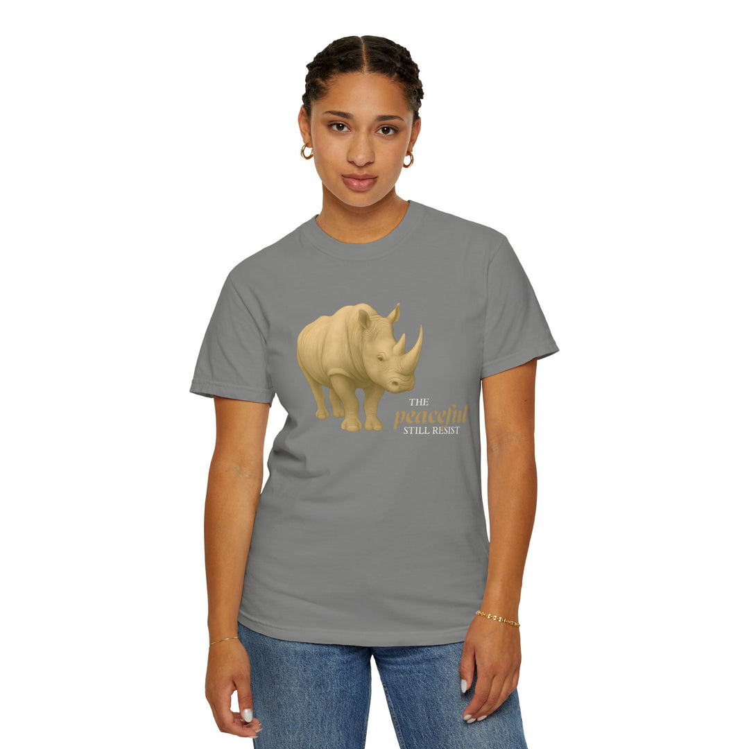 The Peaceful Still Resist – Rhino Edition | Patient & Peaceful | Sketch Series by Pure Perspective | Eco Friendly Graphic Tee