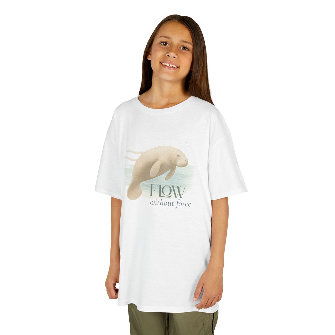 Kids Manatee Tee | "Go with the Flow" | Sketch Design | Eco-Conscious | Calm & Centered