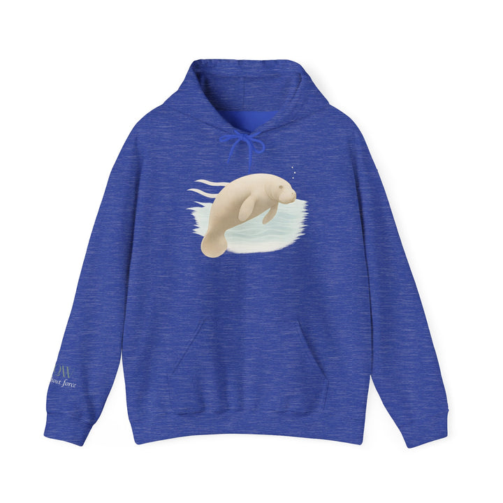 Flow without Force – Manatee | Calm & Centered Series | Unisex Heavy Blend™ Hooded Sweatshirt | Eco-Friendly Apparel
