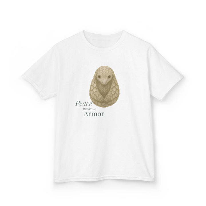 Kids Pangolin Tee | "Peace Needs No Armor" | Sketch Design | Eco-Conscious | Calm & Centered