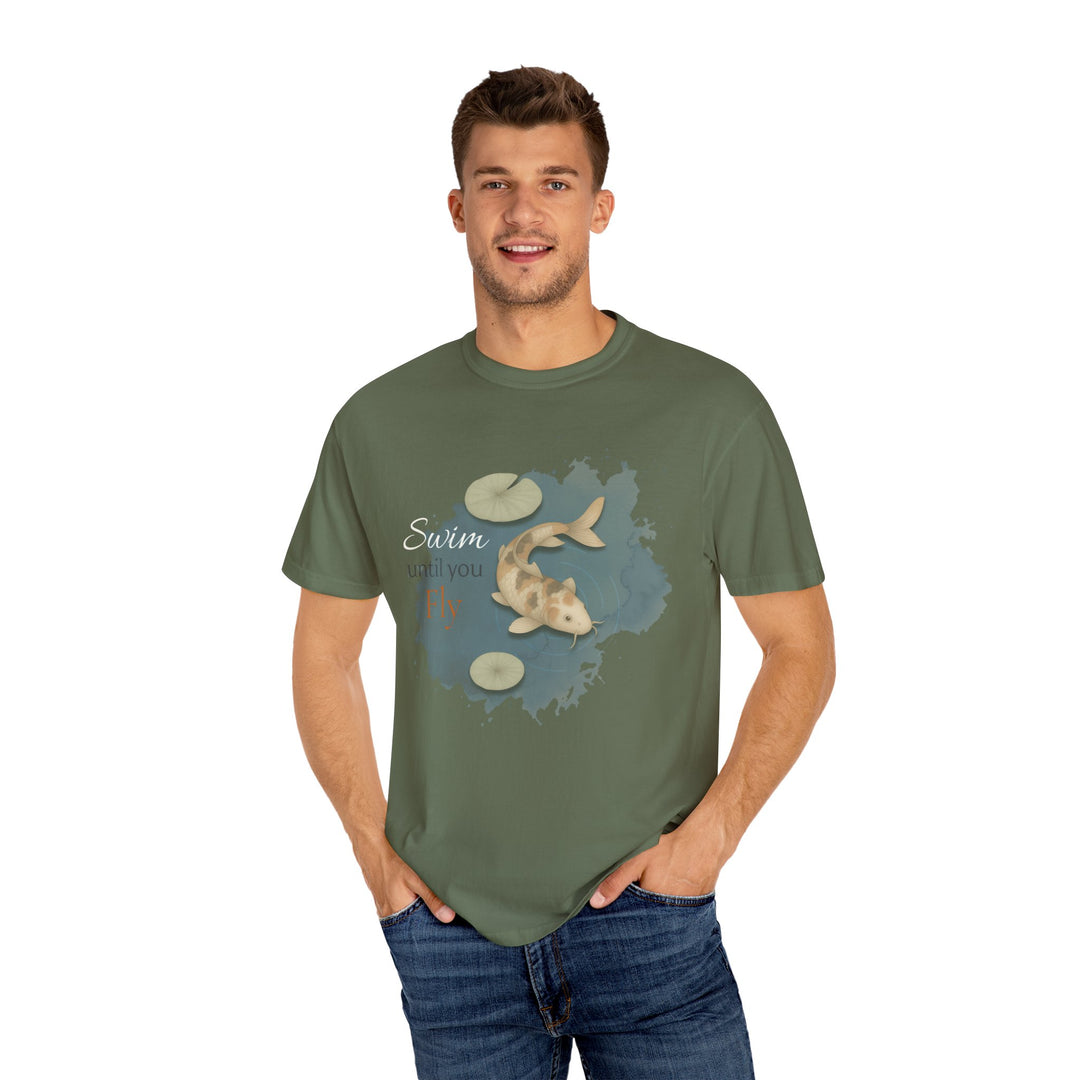Swim Until You Fly – Koi Fish | Hopeful & Healing | Sketch Series by Pure Perspective App | Eco Friendly Graphic Tee