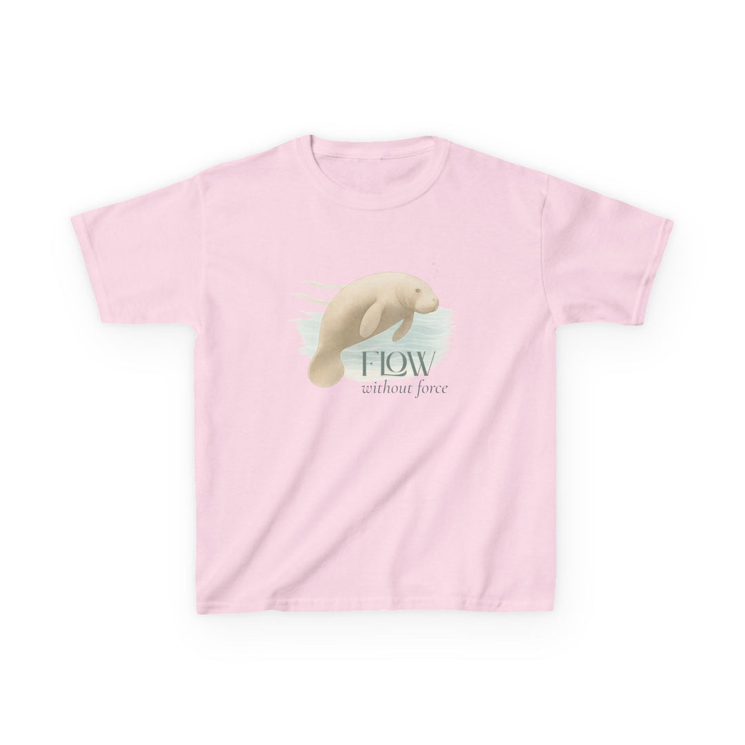 Kids Manatee Tee | "Go with the Flow" | Sketch Design | Eco-Conscious | Calm & Centered