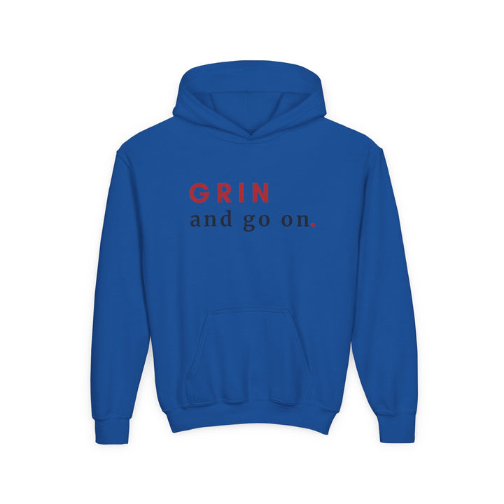 Kids Red Panda "Grin and Go On" Heavy Blend Hoodie | Back Print Design | Joyful & Playful | Inspirational Message