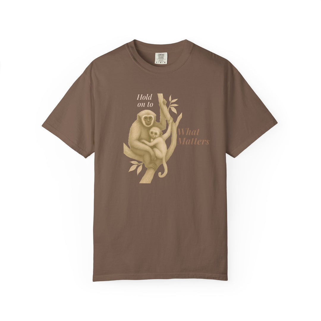 Hold on to What Matters – Gibbon | Connected & Compassionate | Sketch Series by Pure Perspective App | Eco Friendly Graphic Tee