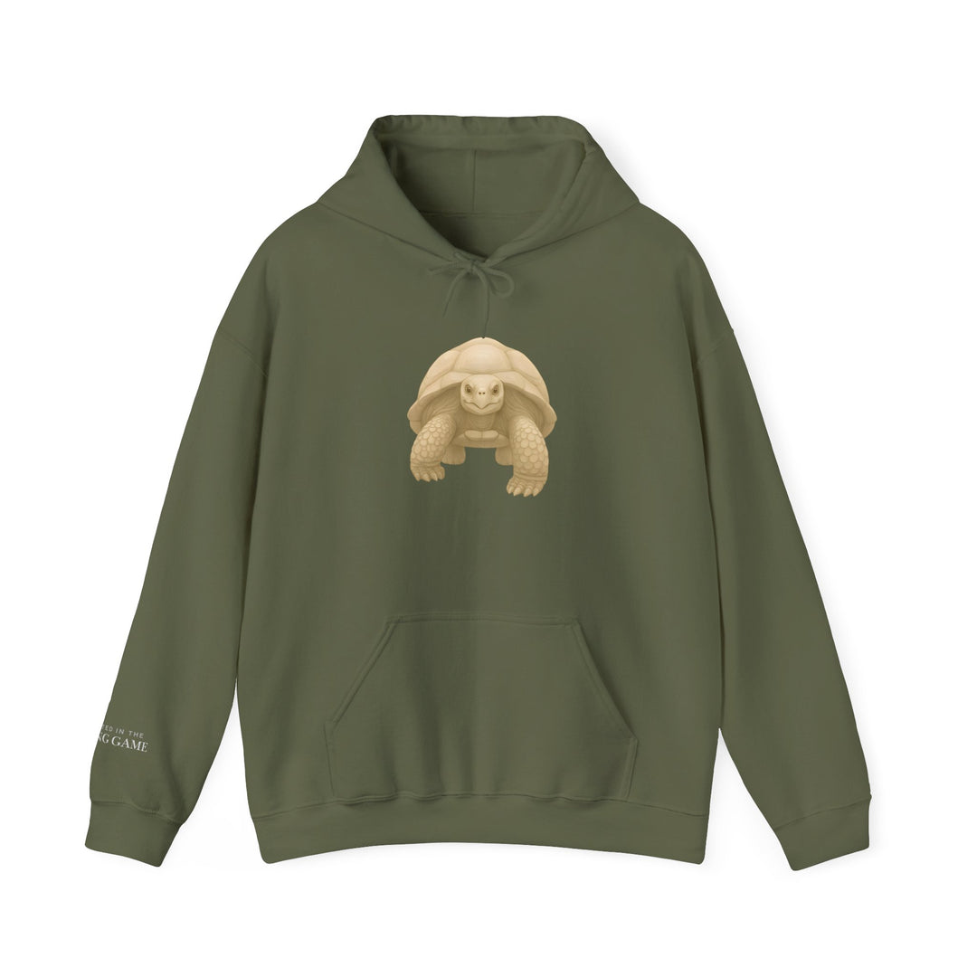 Rooted In the Long Game – Giant Tortoise Edition | Grounded & Gentle Series | Unisex Heavy Blend™ Hooded Sweatshirt | Eco-Friendly Apparel