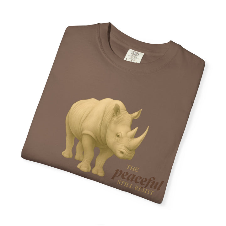 The Peaceful Still Resist – Rhino Edition | Patient & Peaceful | Sketch Series by Pure Perspective | Eco Friendly Graphic Tee