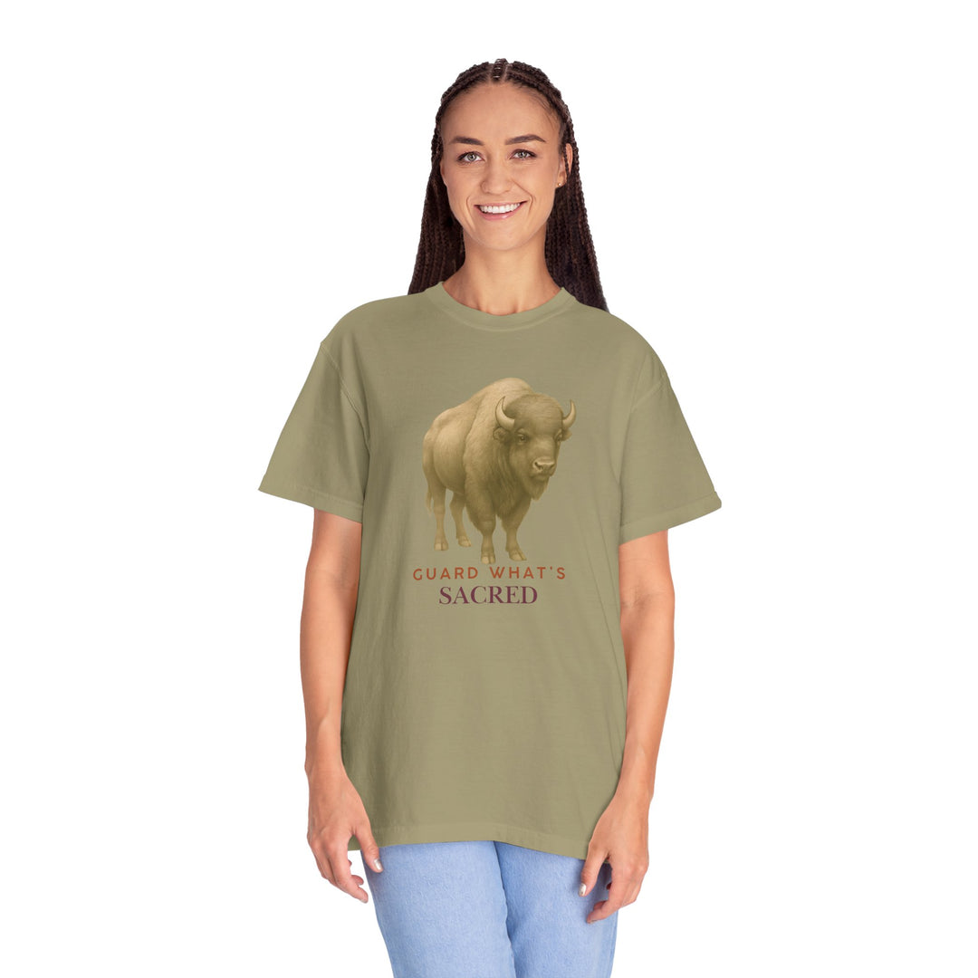 Guard What's Sacred – Bison | Connected & Compassionate | Sketch Series by Pure Perspective App | Eco Friendly Graphic Tee
