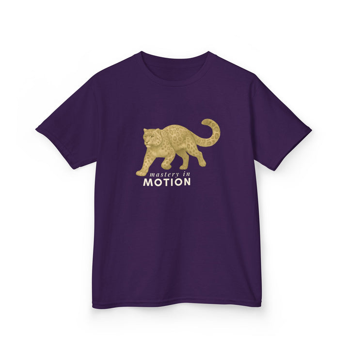 Kids Snow Leopard Tee | Mastery In Motion says "Practice Makes You Great" | Sketch Design | Eco-Conscious | Patient & Peaceful