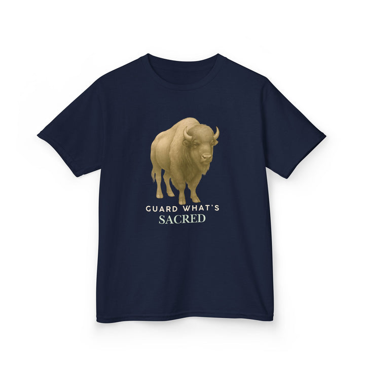 Kids Bison Tee | "Guard What's Sacred" | Sketch Design | Eco-Conscious | Connected & Compassionate