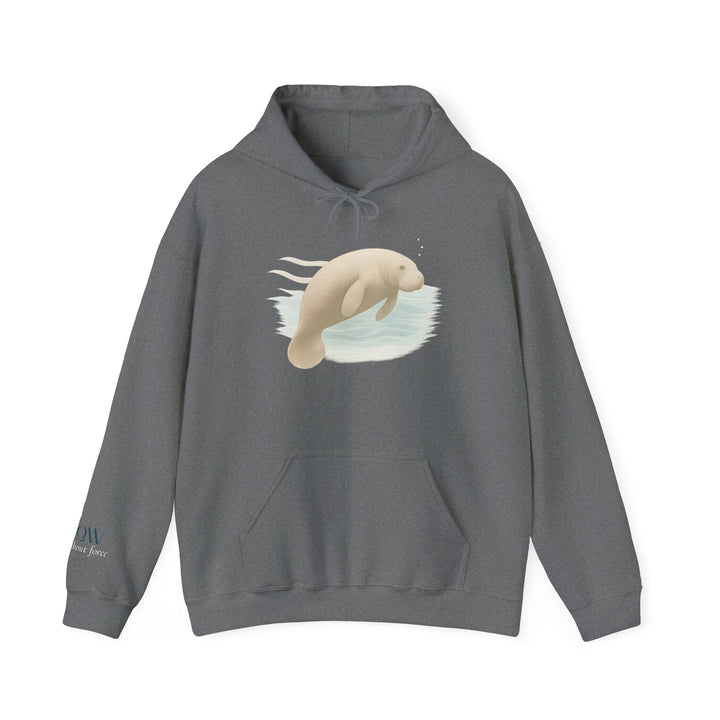 Flow without Force – Manatee | Calm & Centered Series | Unisex Heavy Blend™ Hooded Sweatshirt | Eco-Friendly Apparel